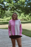 FLORAL PATCHWORK HOODED PULLOVER
