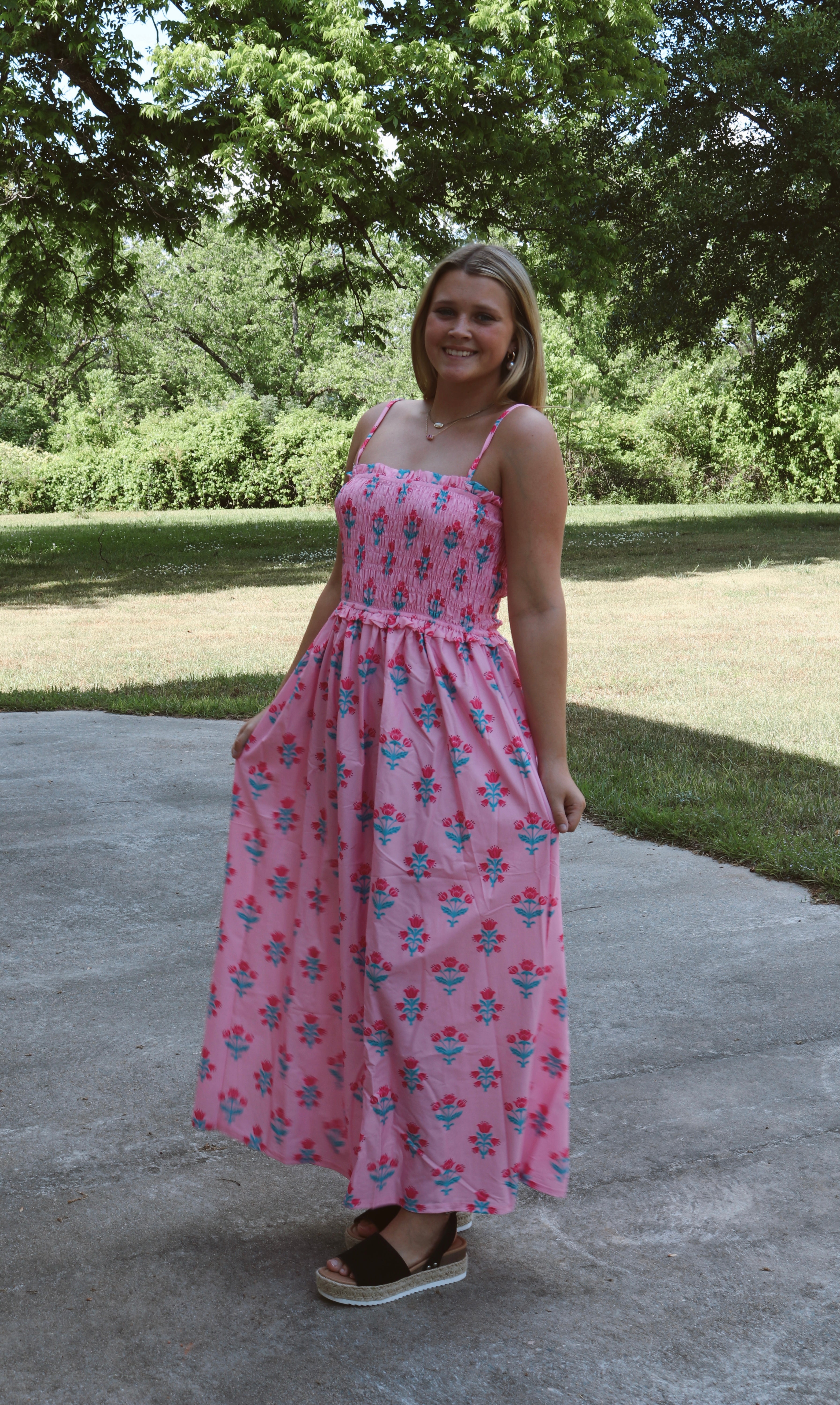 PINK FLORAL SUMMER DRESS